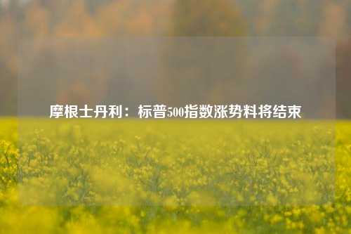 摩根士丹利：标普500指数涨势料将结束  第1张