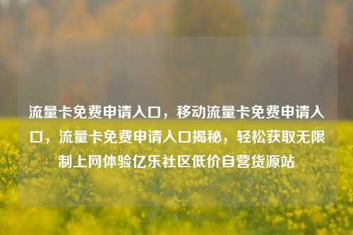 流量卡免费申请入口，移动流量卡免费申请入口，流量卡免费申请入口揭秘	，轻松获取无限制上网体验亿乐社区低价自营货源站  第1张