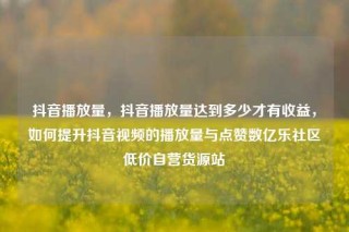 抖音播放量，抖音播放量达到多少才有收益，如何提升抖音视频的播放量与点赞数亿乐社区低价自营货源站